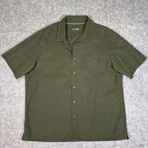 Marmot Button Down Shirt Mens XL Olive Green Short Sleeve Textured Hiking gorp